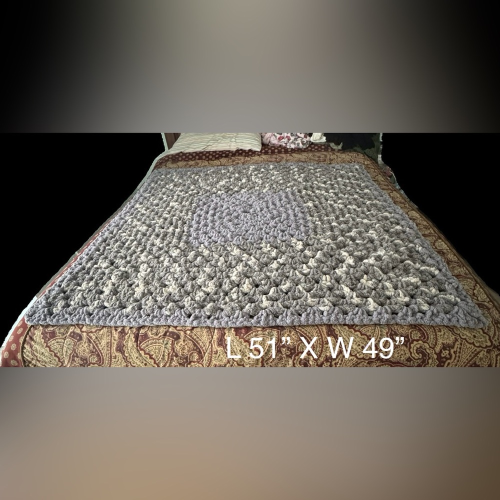 Cozy Gray and Cream Knitted Blanket